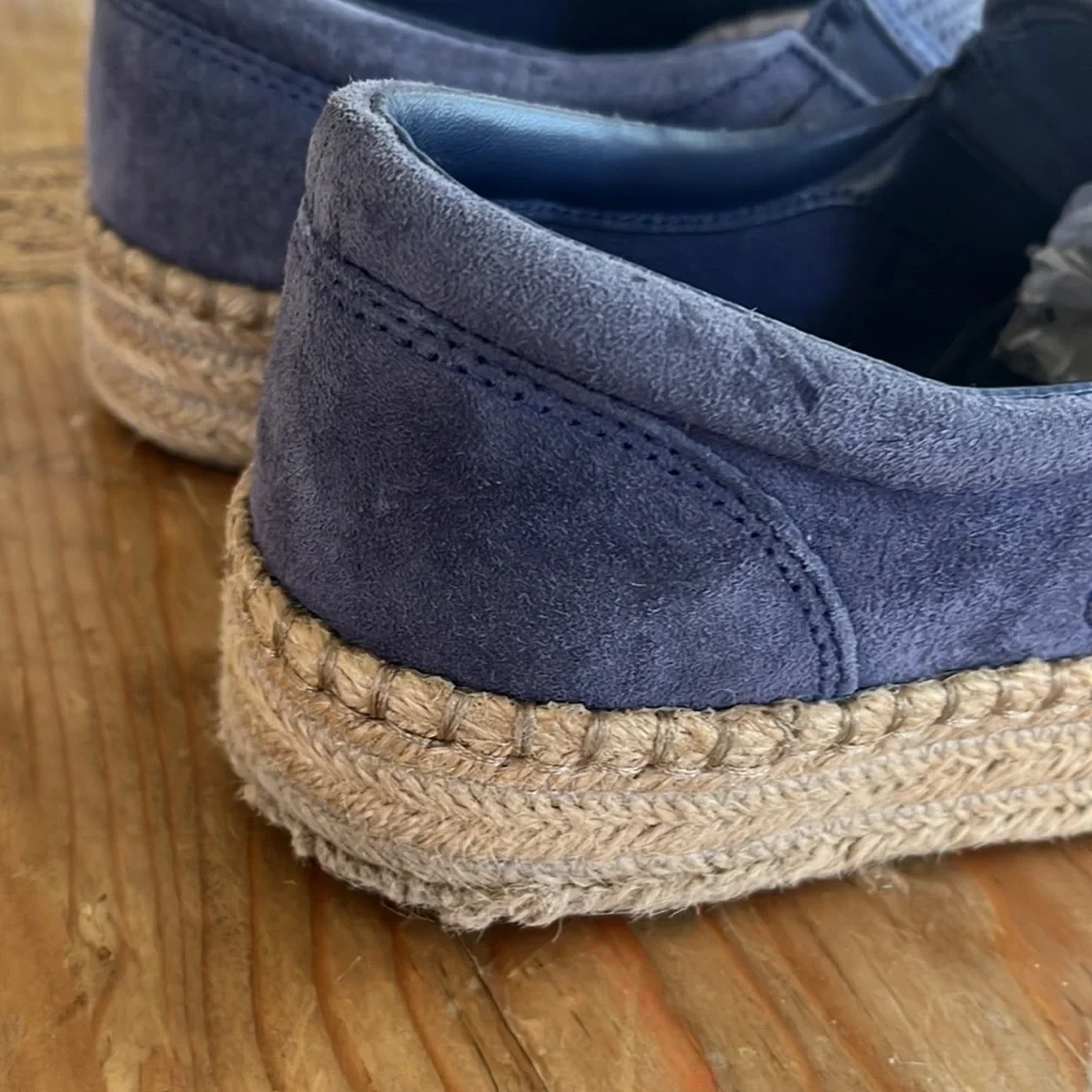 Tretorn Womens Emilia 3 Suede Blue Slip On Espadrille Sneakers Sea Blue 8.5
